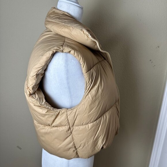Puffy Crop Vest Lightweight Sleeveless Warm Outerwear Puffer Vest Size Small - Picture 6 of 7